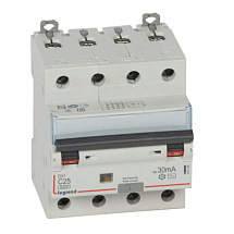 Дифференциальный автомат (АВДТ) Legrand DX3 - 4P - 25A - AC - 30mA - тип C - 6kA
